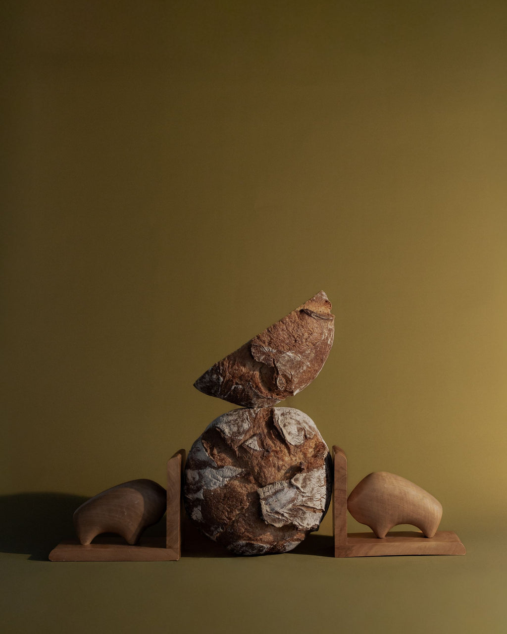Sculptural Walnut Bookends, Pair