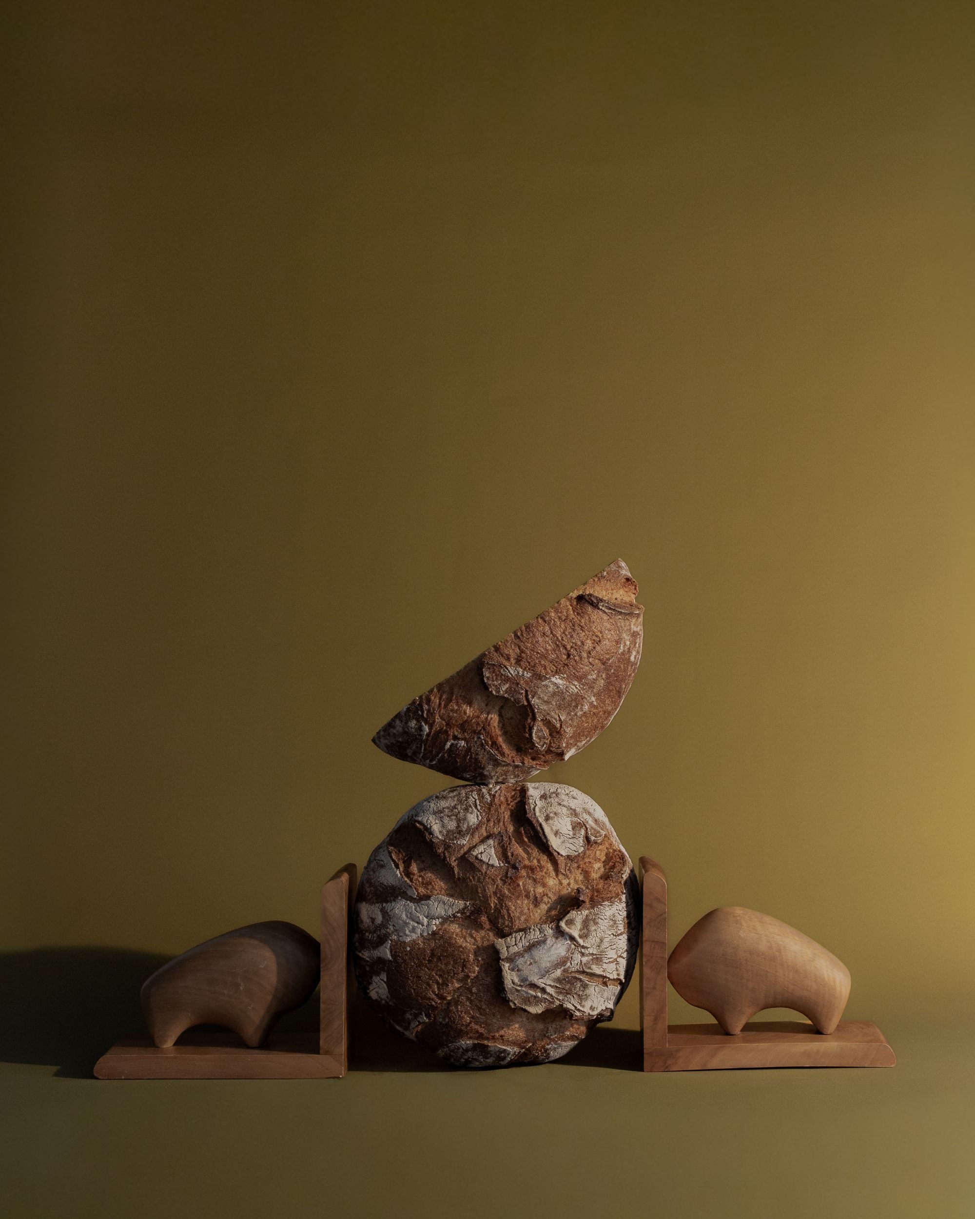 Sculptural Walnut Bookends, Pair