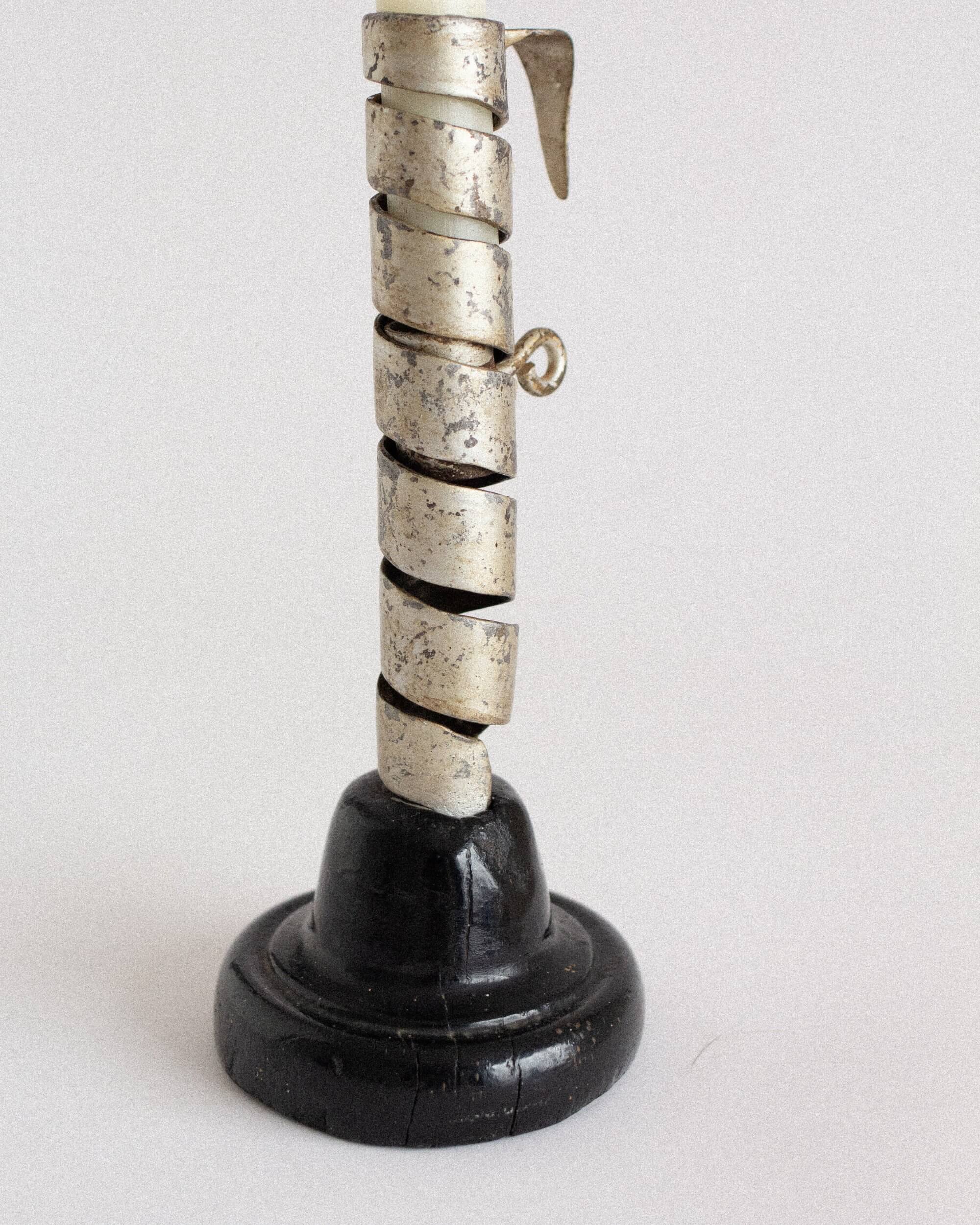 19th-Century Wood and Iron Candlestick