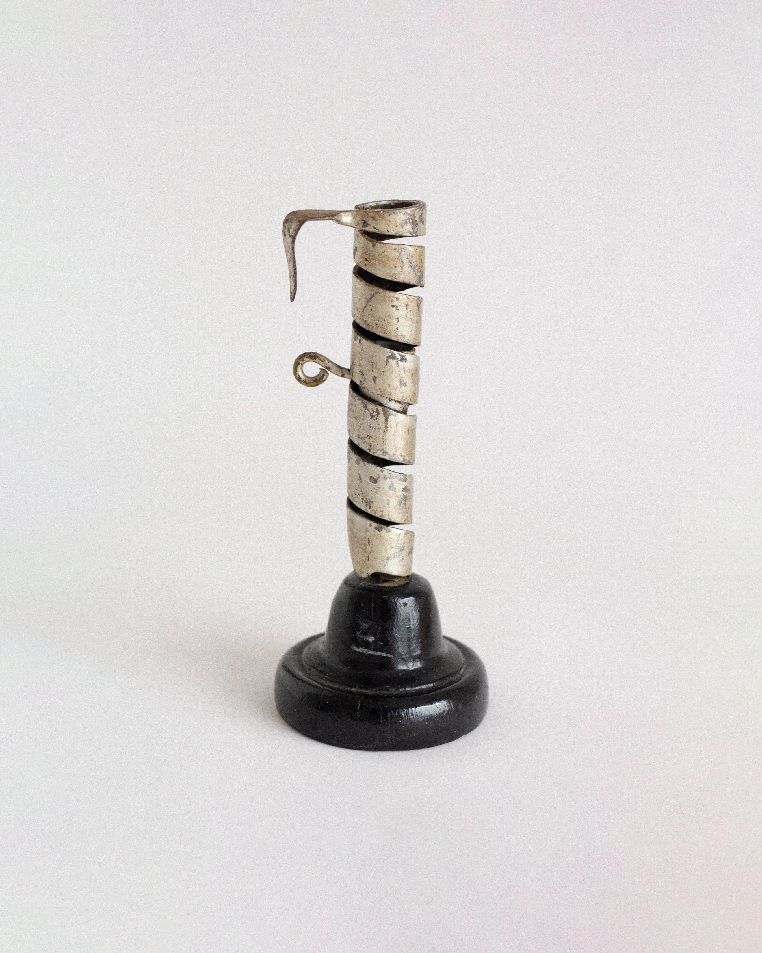 19th-Century Wood and Iron Candlestick