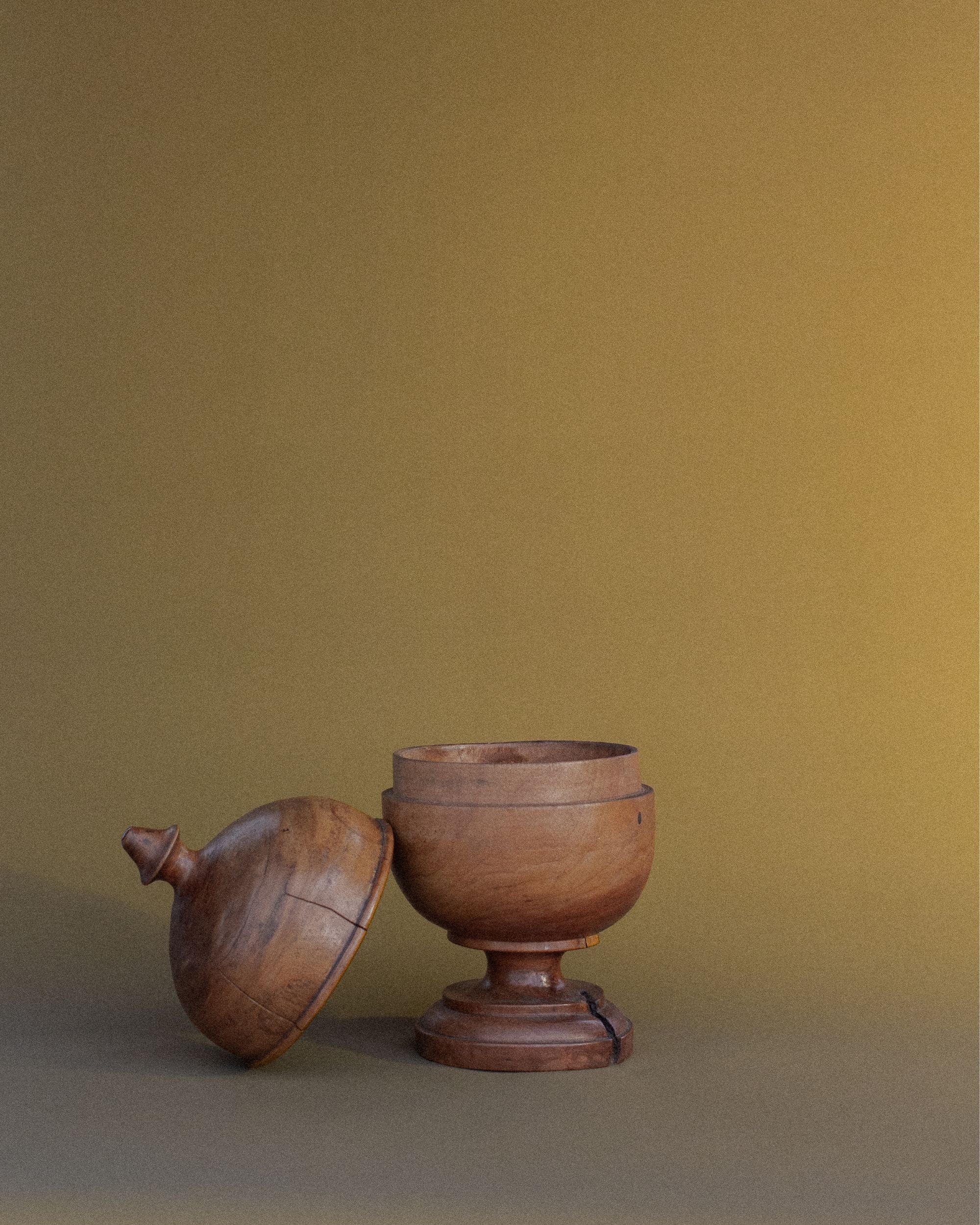 Antique Walnut Wood Apothecary Jar