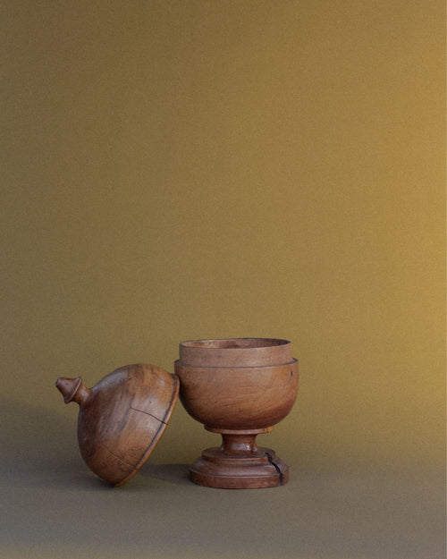 Antique Walnut Wood Apothecary Jar