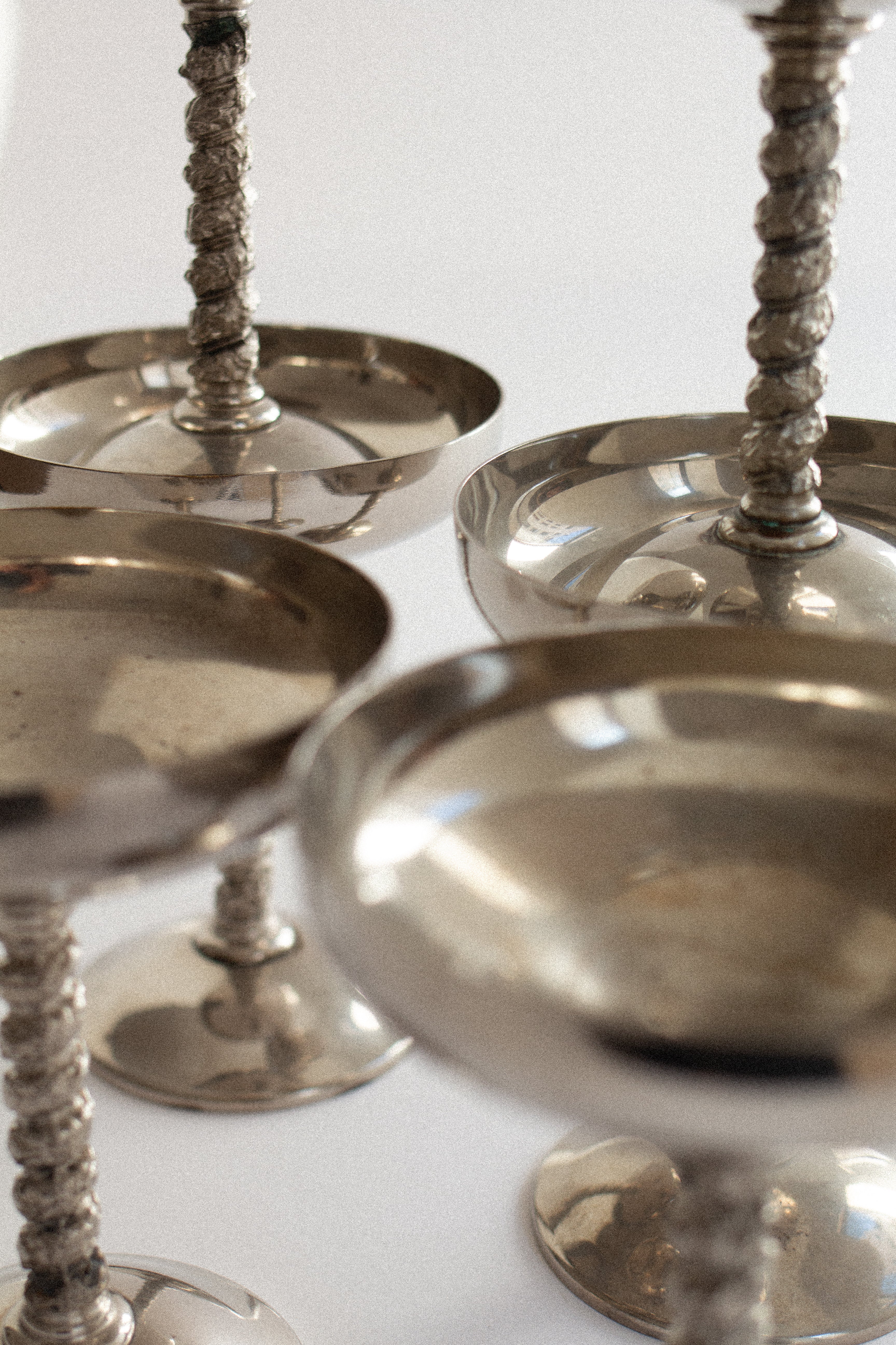Silver-plated Brass Compotes, Set of 6