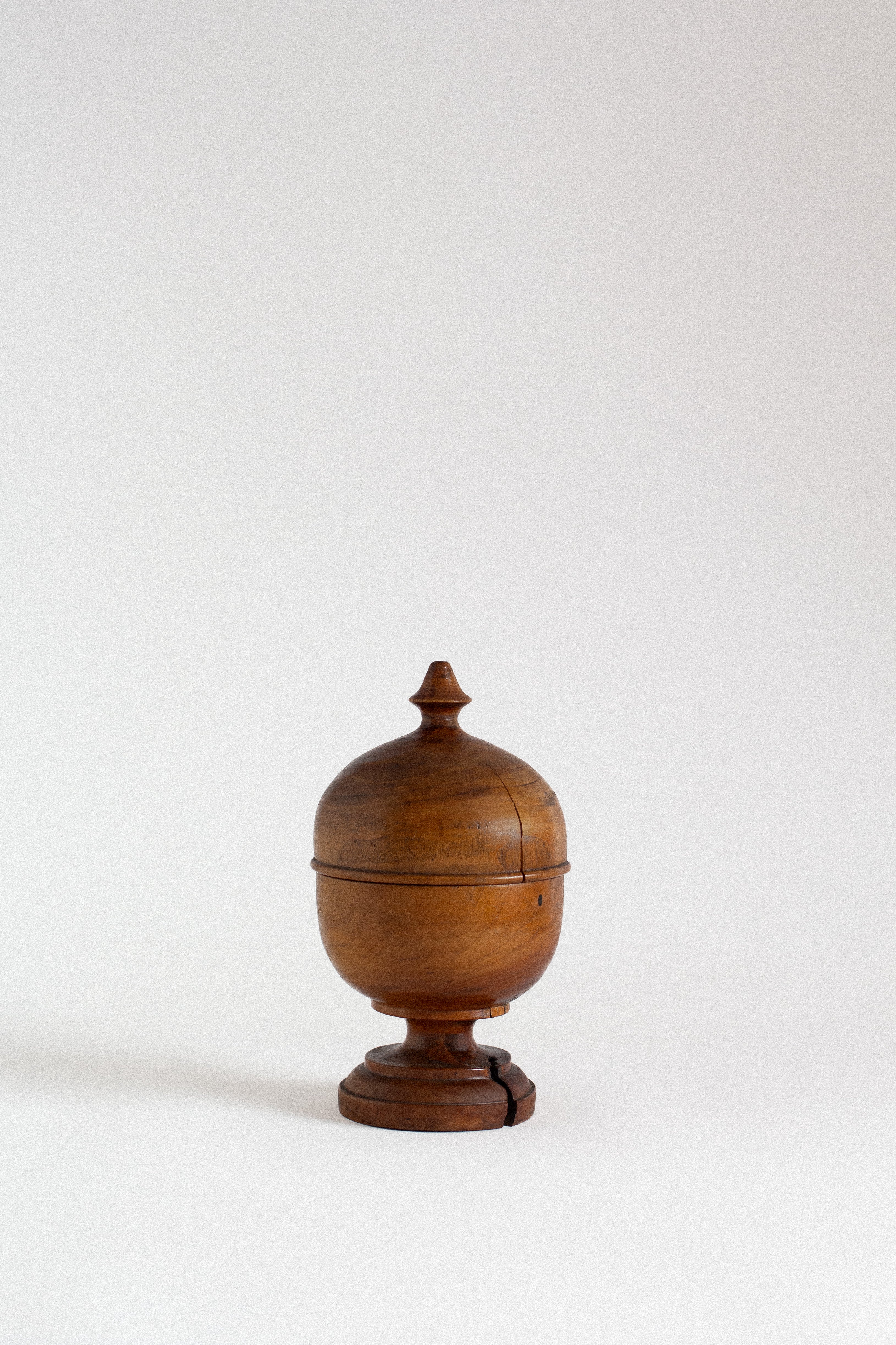 Antique Walnut Wood Apothecary Jar, Italy