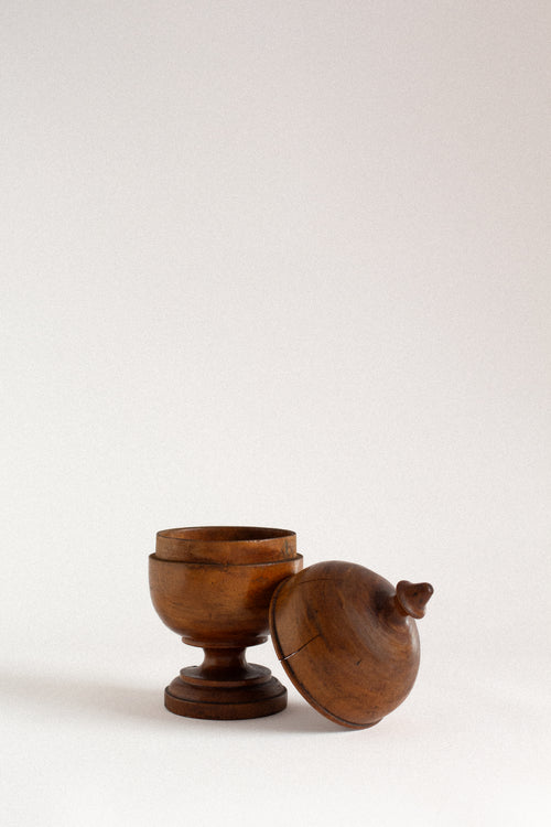 Antique Walnut Wood Apothecary Jar, Italy