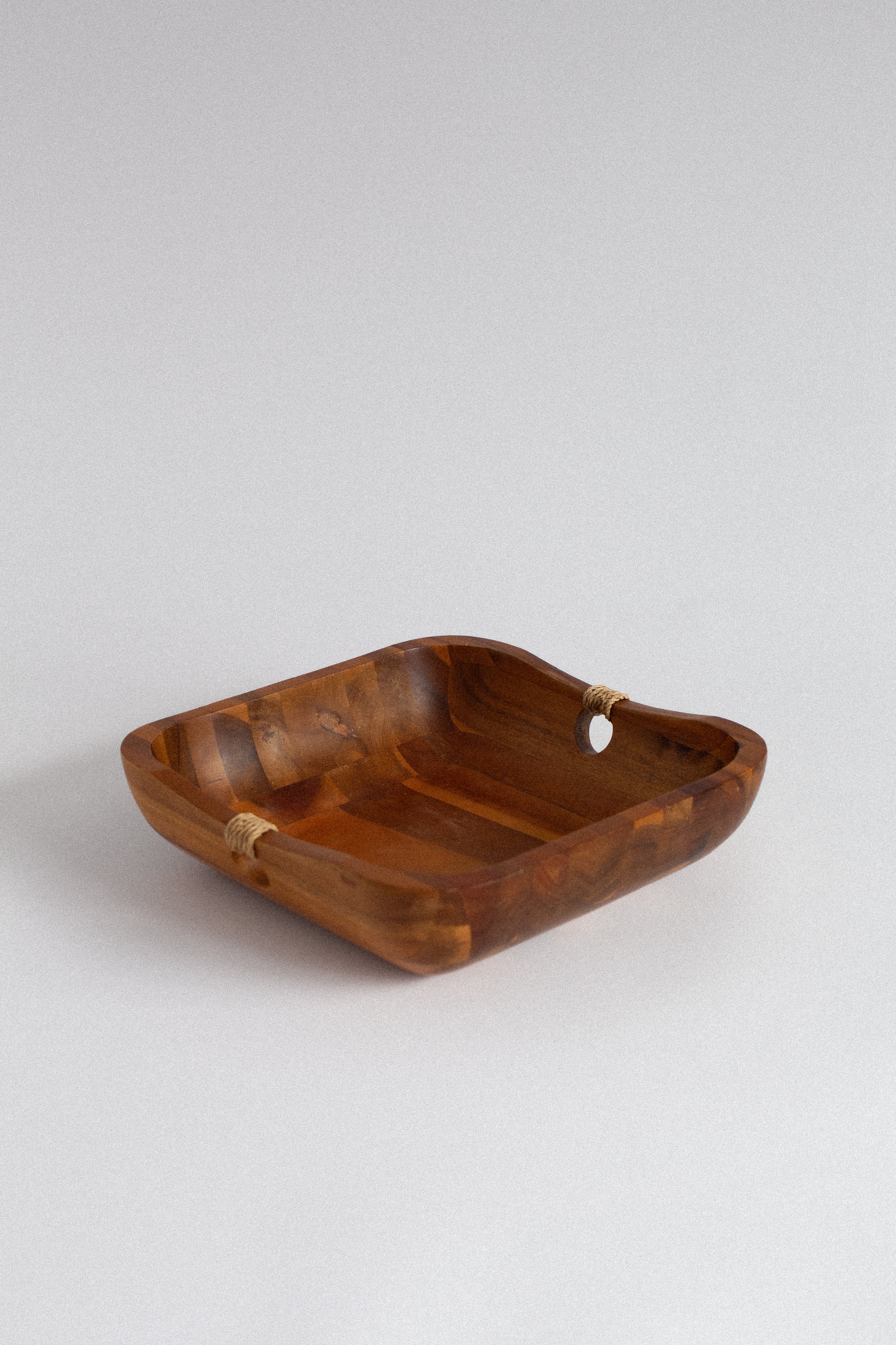 Wooden Tray with Rope Handle Detail