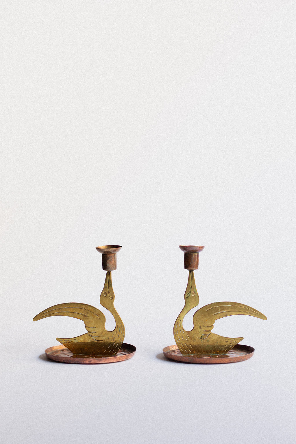 Scandinavian Brass Bird Candleholders