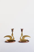 Scandinavian Brass Bird Candleholders