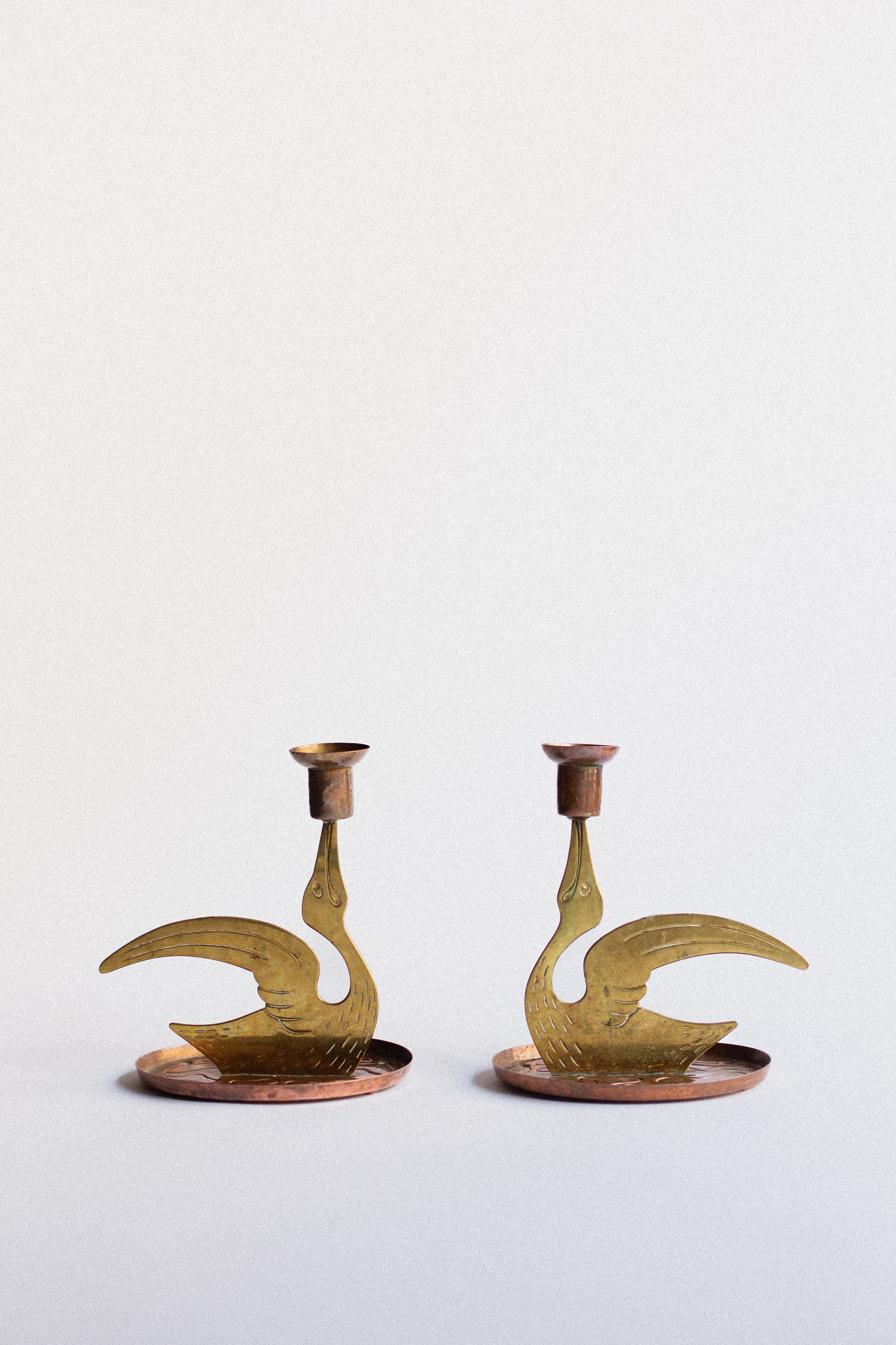 Scandinavian Brass Bird Candleholders