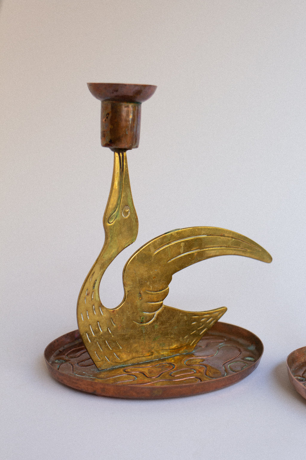 Scandinavian Brass Bird Candleholders
