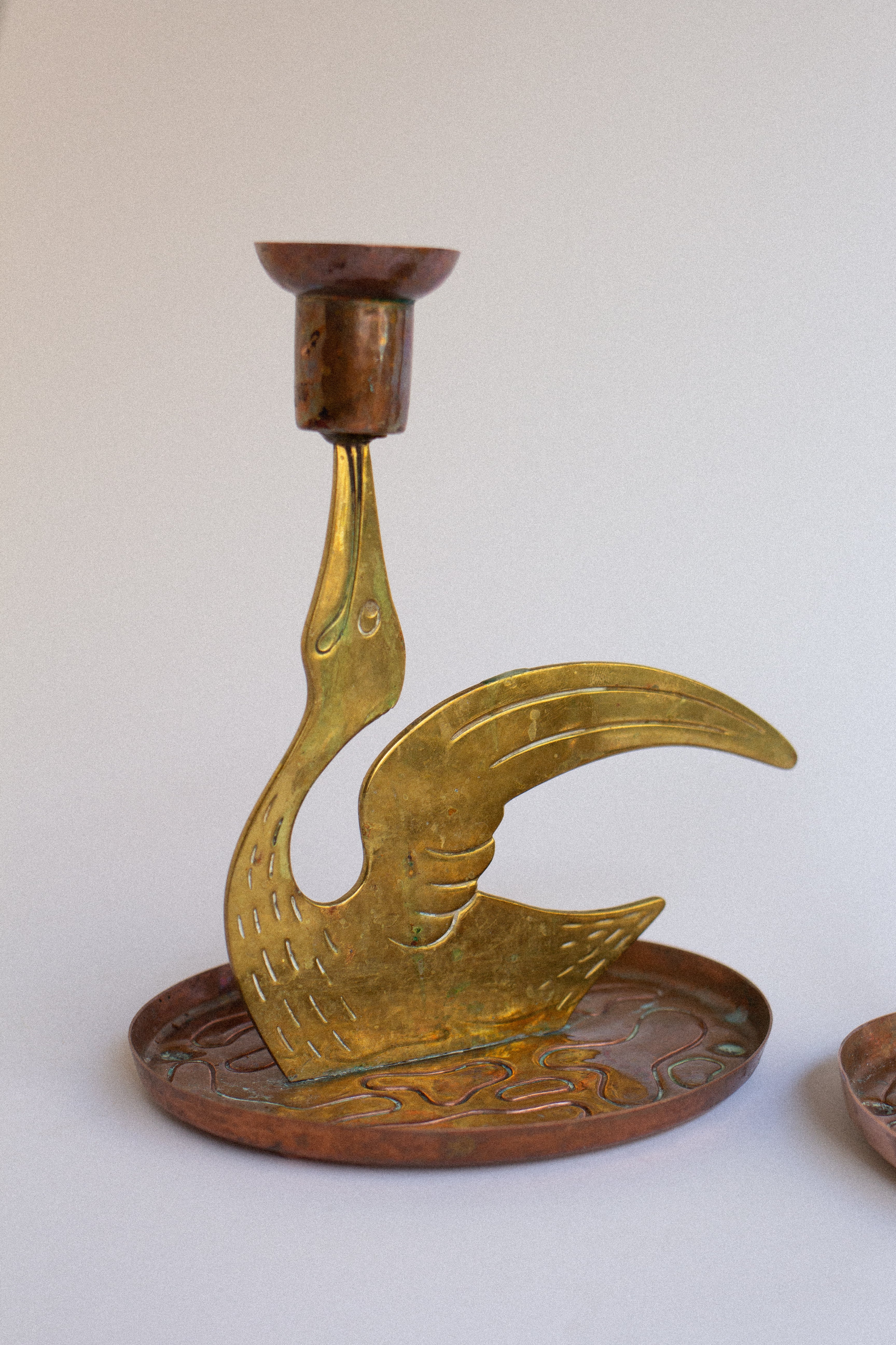 Scandinavian Brass Bird Candleholders