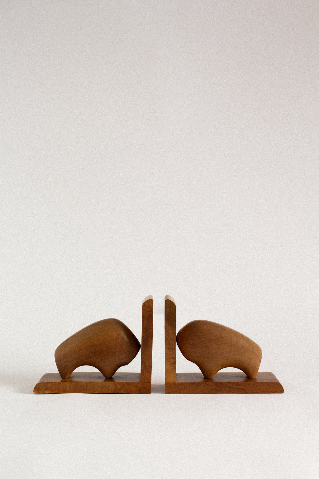Sculptural Walnut Bookends, Pair