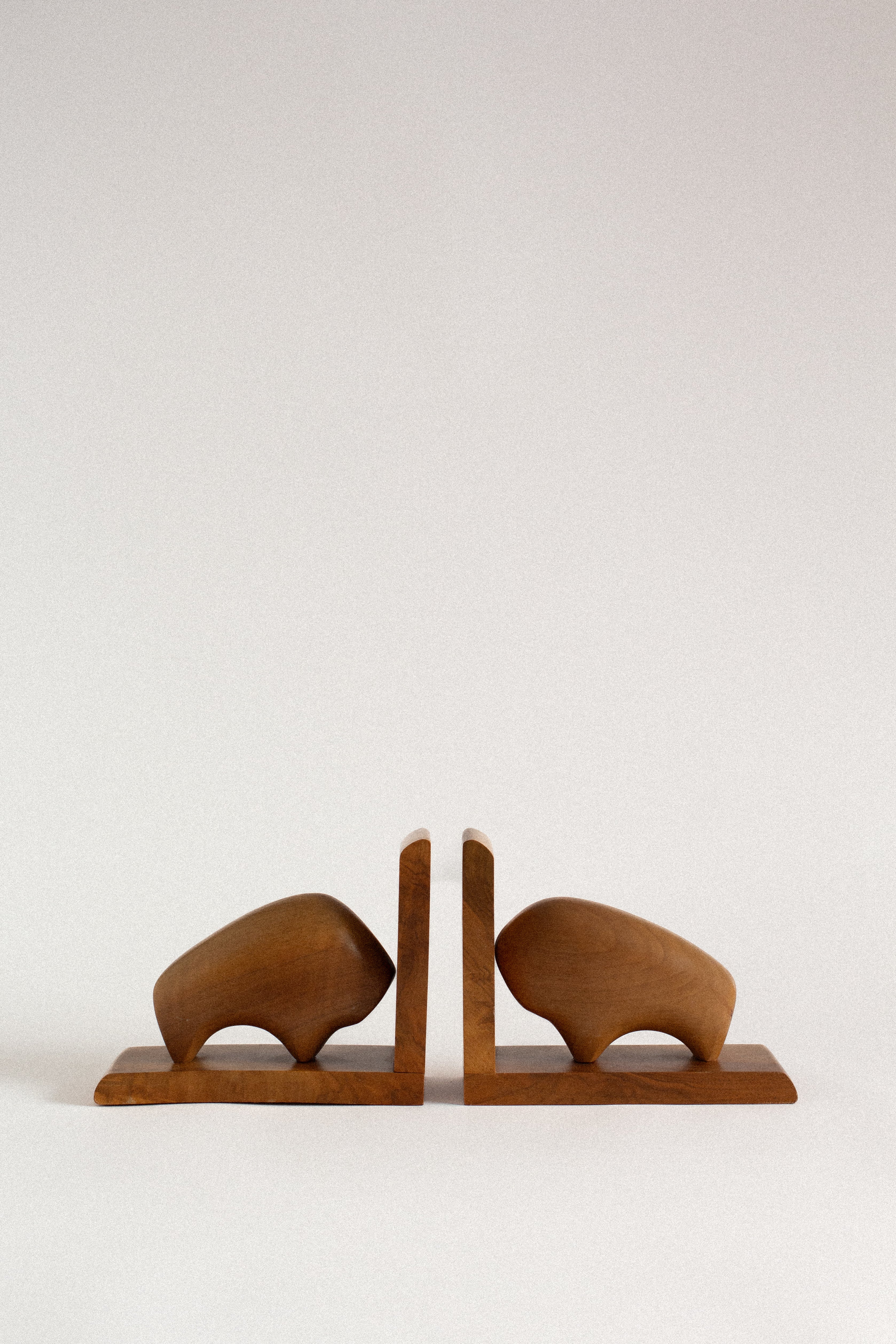 Sculptural Walnut Bookends, Pair