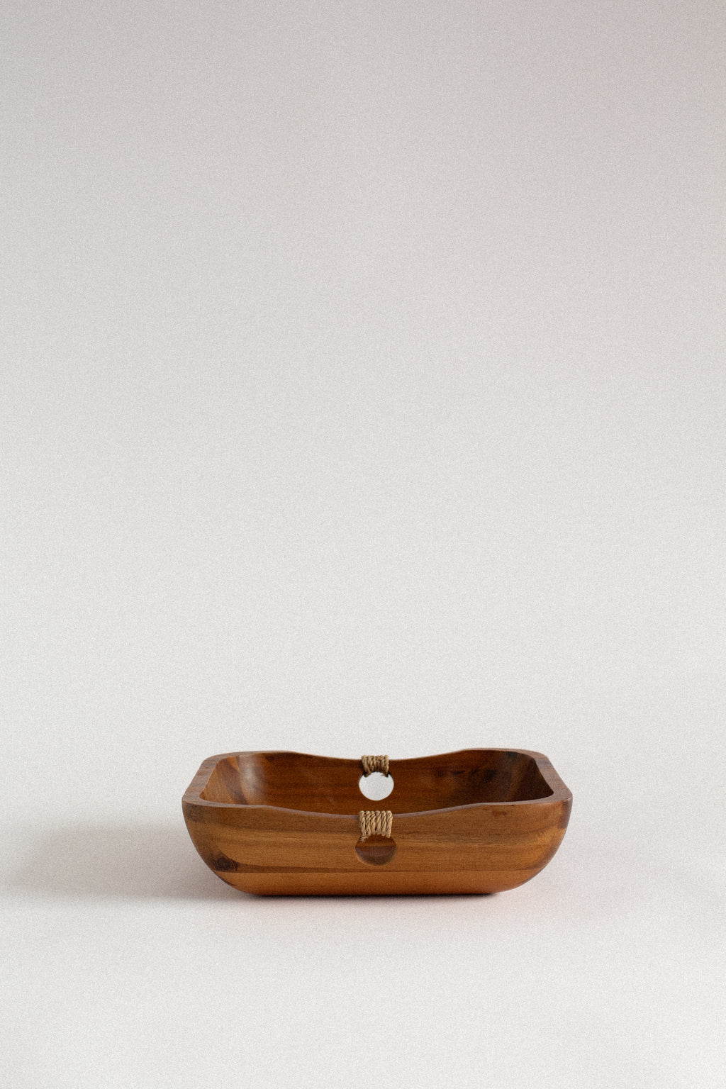 Wooden Tray with Rope Handle Detail