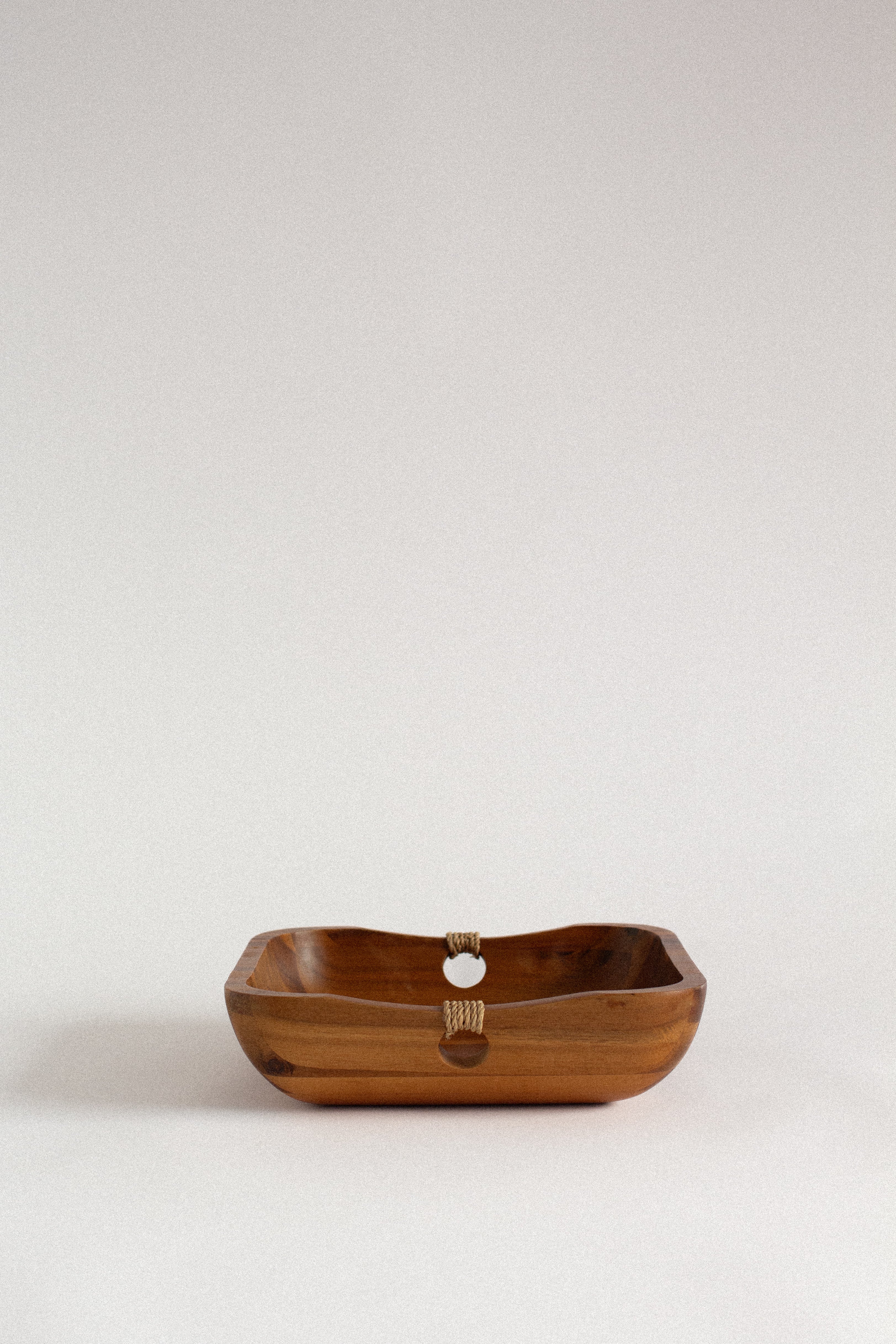 Wooden Tray with Rope Handle Detail