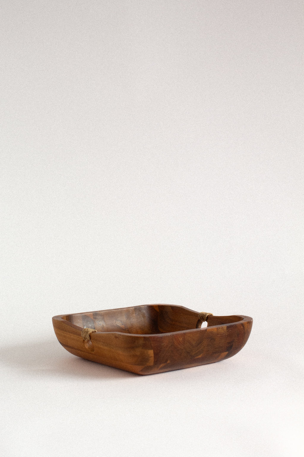 Wooden Tray with Rope Handle Detail